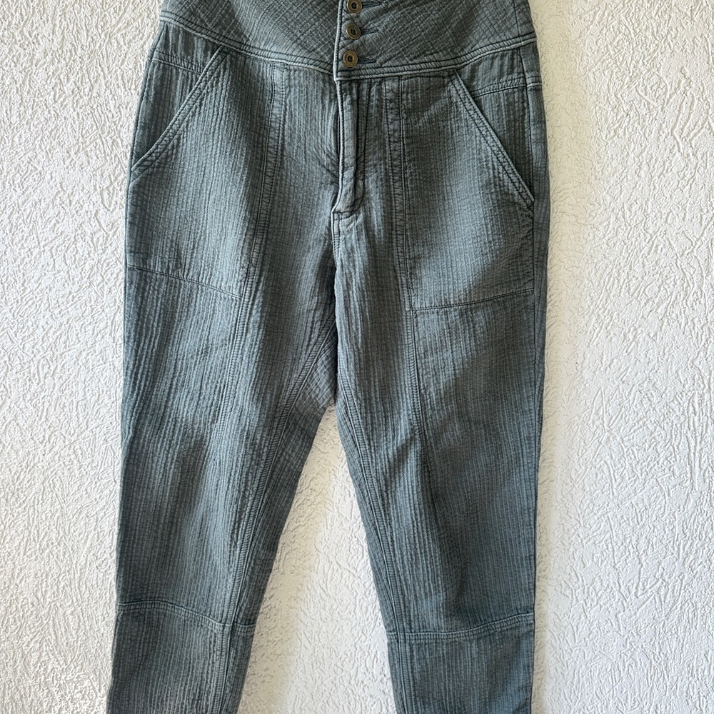 Anthropologie Textured Straight Slim Leg Pants in Gray/Blue Sz 4 100% cotton